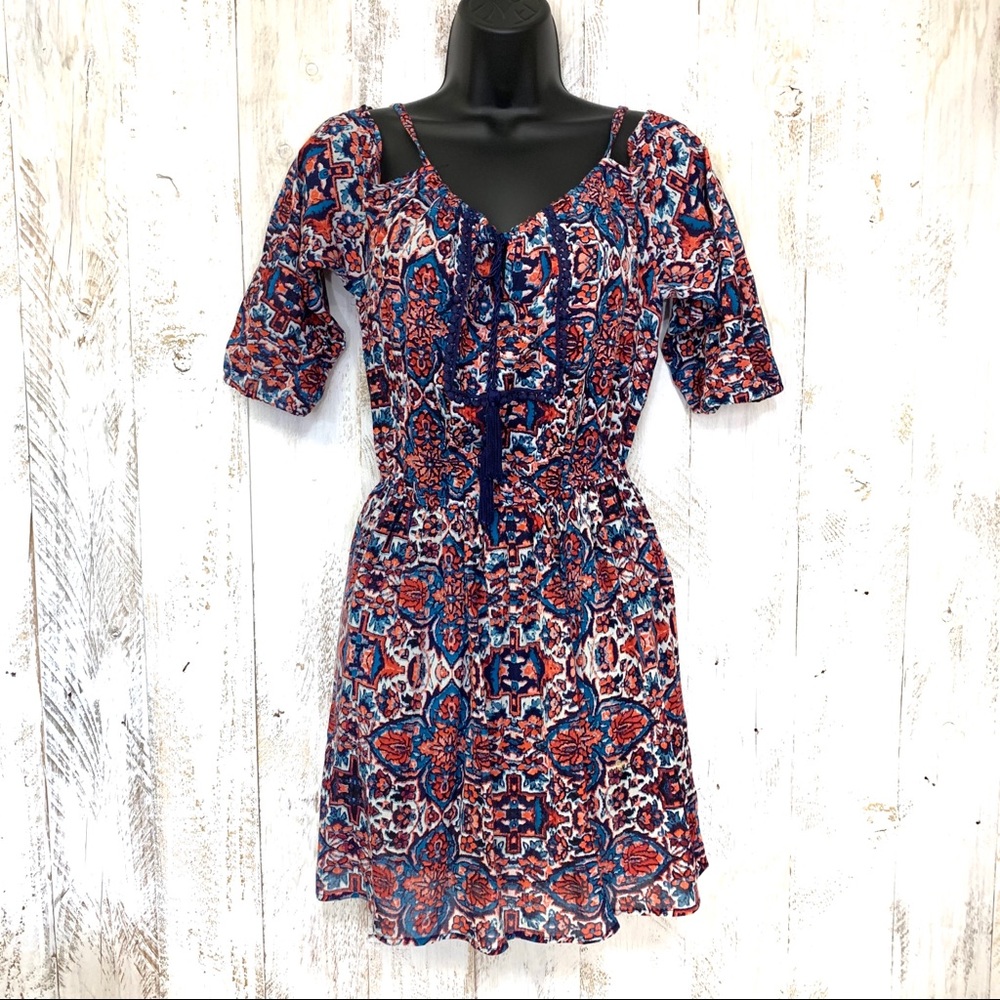 Ultra Flirt multicolor Dress Cold Shoulder Boho